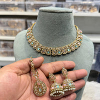 Hira Collections Traditional Crystal Stone And Pearl Necklace Set