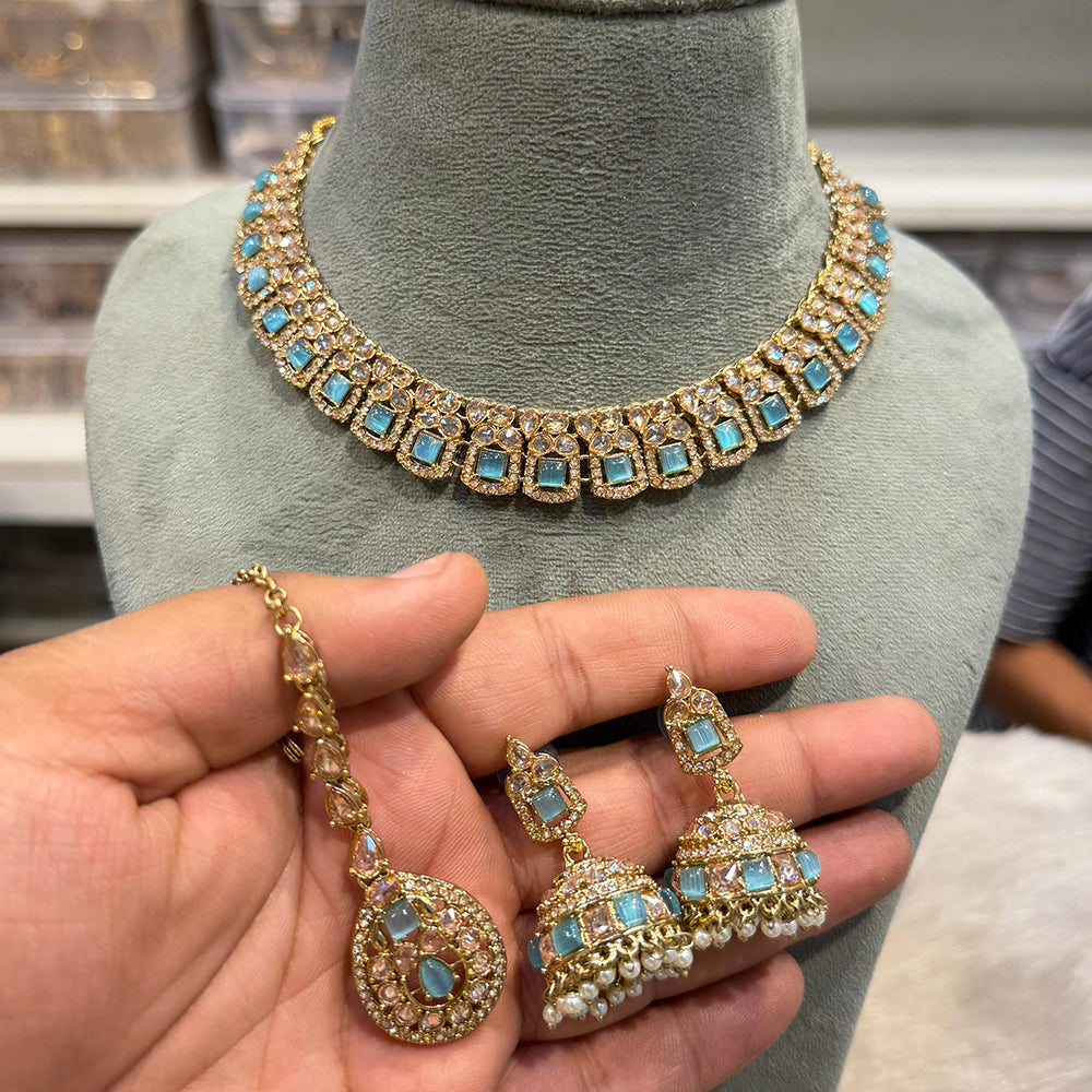 Hira Collections Traditional Crystal Stone And Pearl Necklace Set
