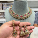 Hira Collections Traditional Crystal Stone And Pearl Necklace Set