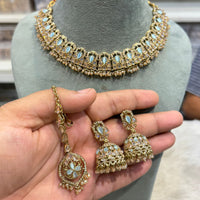 Hira Collections Traditional Crystal Stone And Pearl Necklace Set