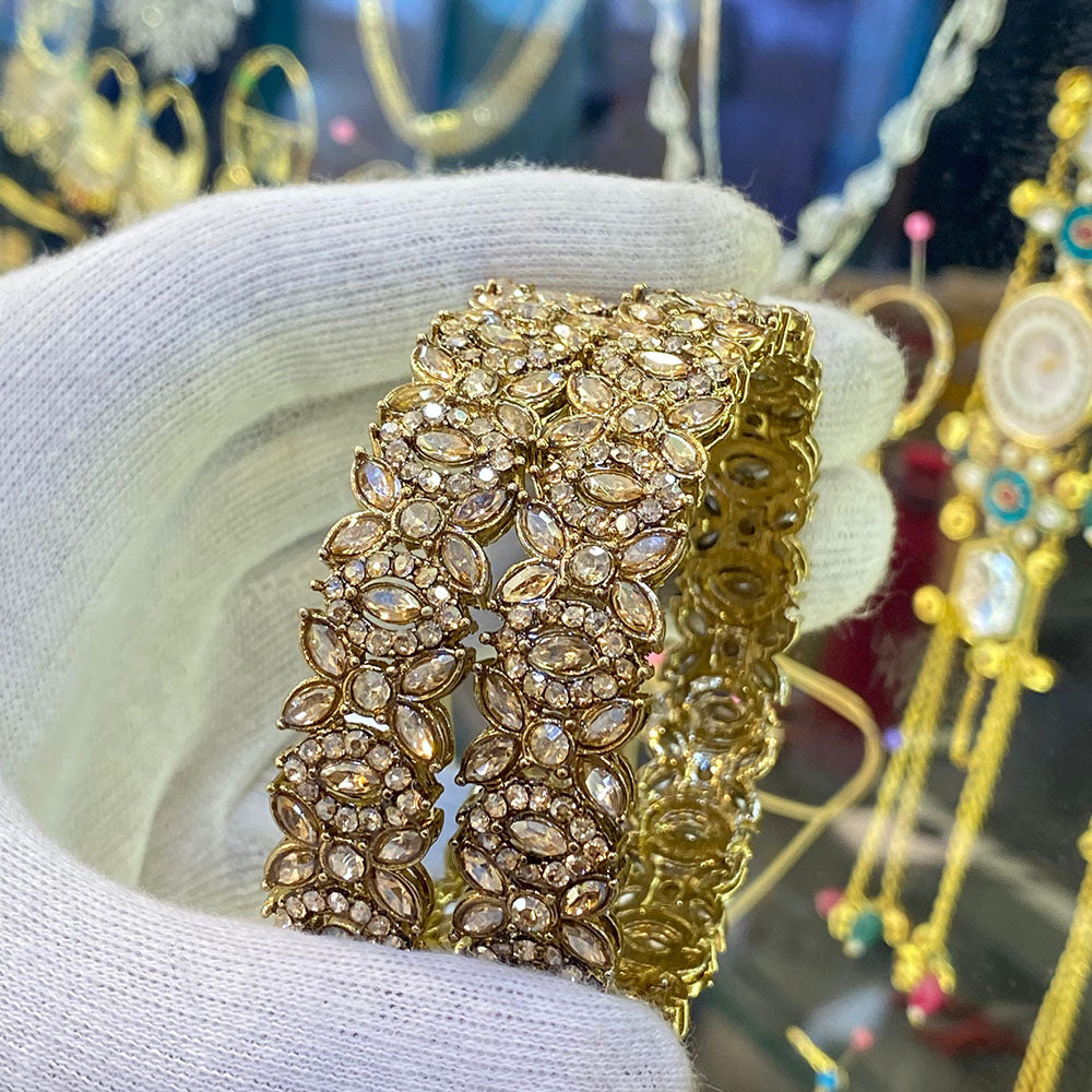 Hira Collections Ethnic Glow Crystal And Austrian Stone Bangles Set
