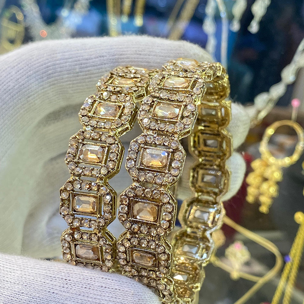 Hira Collections Ethnic Glow Crystal And Austrian Stone Bangles Set