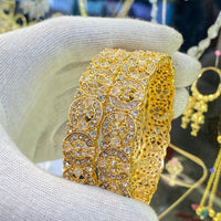 Hira Collections Ethnic Glow Crystal And Austrian Stone Bangles Set