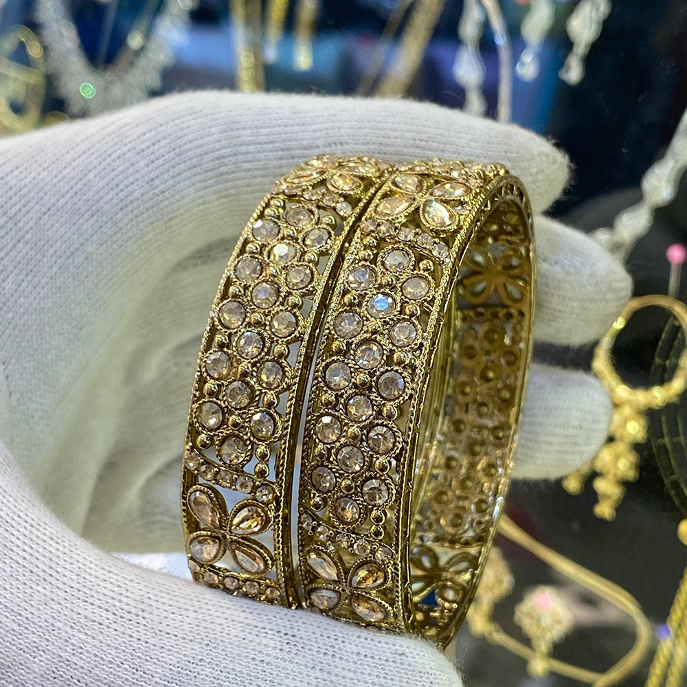 Hira Collections Ethnic Glow Crystal And Austrian Stone Bangles Set