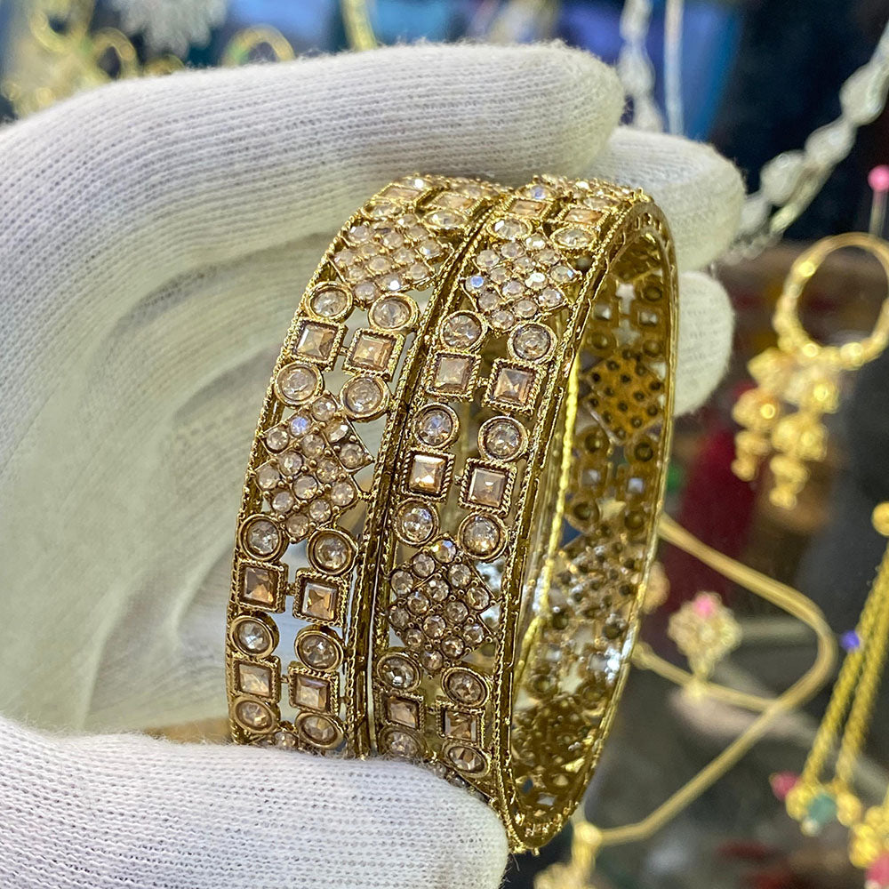 Hira Collections Ethnic Glow Crystal And Austrian Stone Bangles Set