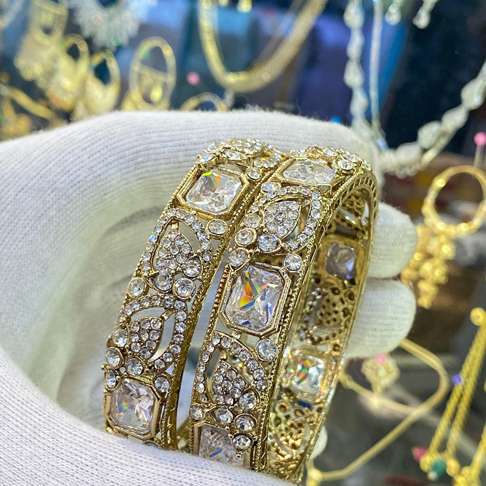 Hira Collections Ethnic Glow Crystal And Austrian Stone Bangles Set