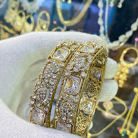 Hira Collections Ethnic Glow Crystal And Austrian Stone Bangles Set