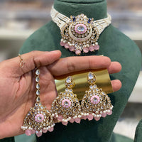 Hira Collections Luxury Kundan Stone Pearl And Beads Meenakari Choker Necklace Set
