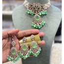 Hira Collections Traditional Kundan Stone Pearl And Beaded Choker Necklace Set