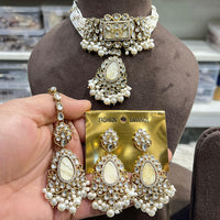 Hira Collections Traditional Kundan Stone Pearl And Beaded Choker Necklace Set