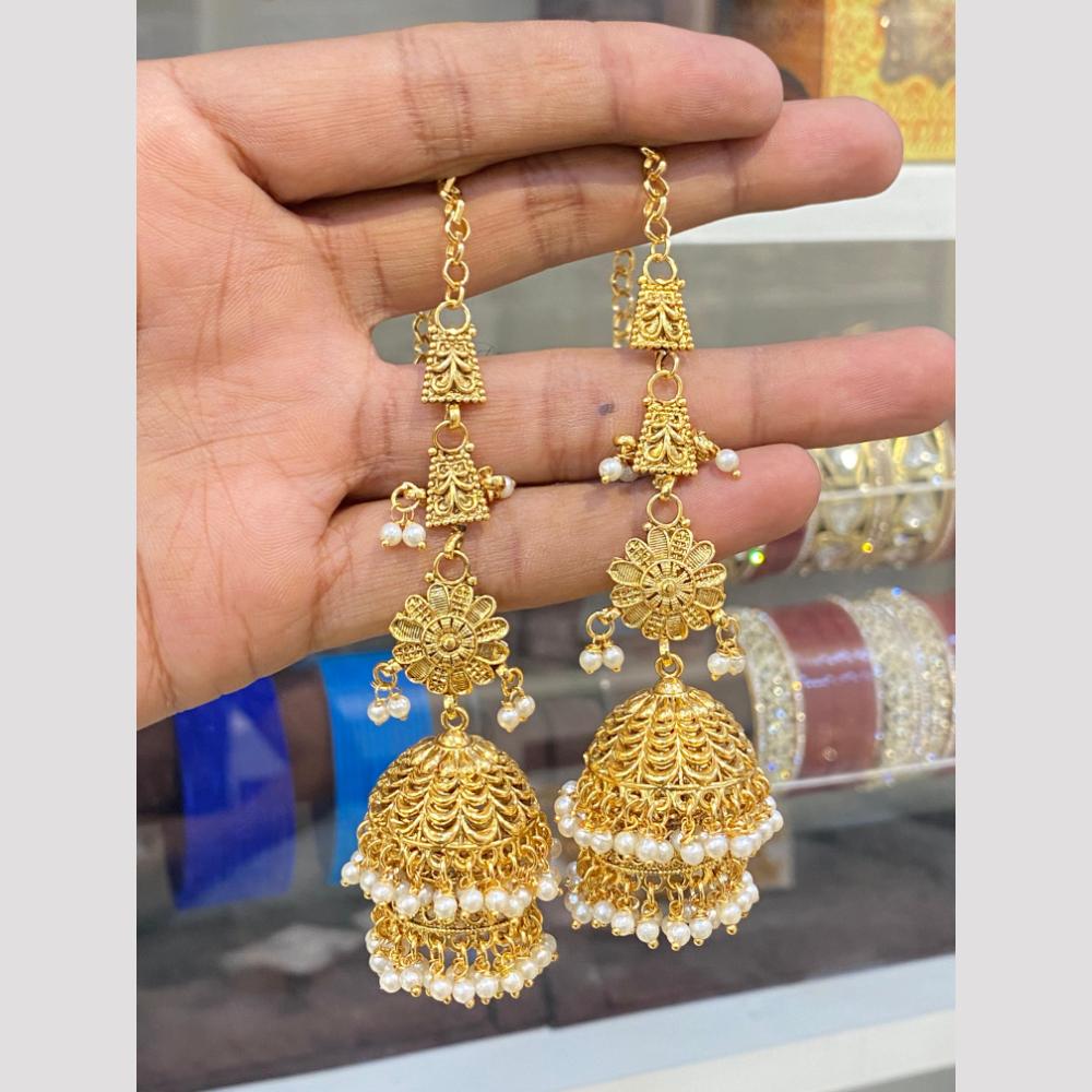 Hira Collections Fashionable Gold  Plated Pearl Jhumki Earrings
