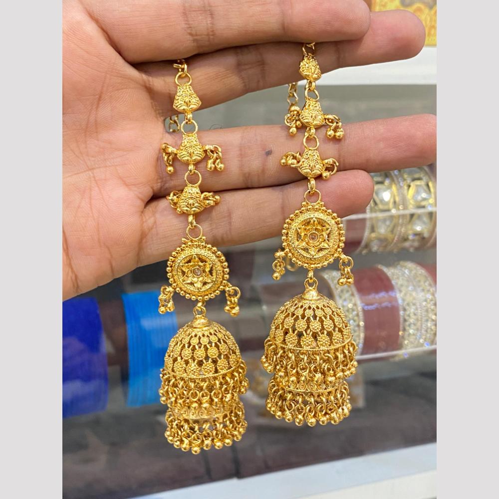 Hira Collections Fashionable Gold  Plated Pearl Jhumki Earrings