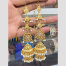 Hira Collections Fashionable Crystal Stone And Pearl Jhumki Earrings