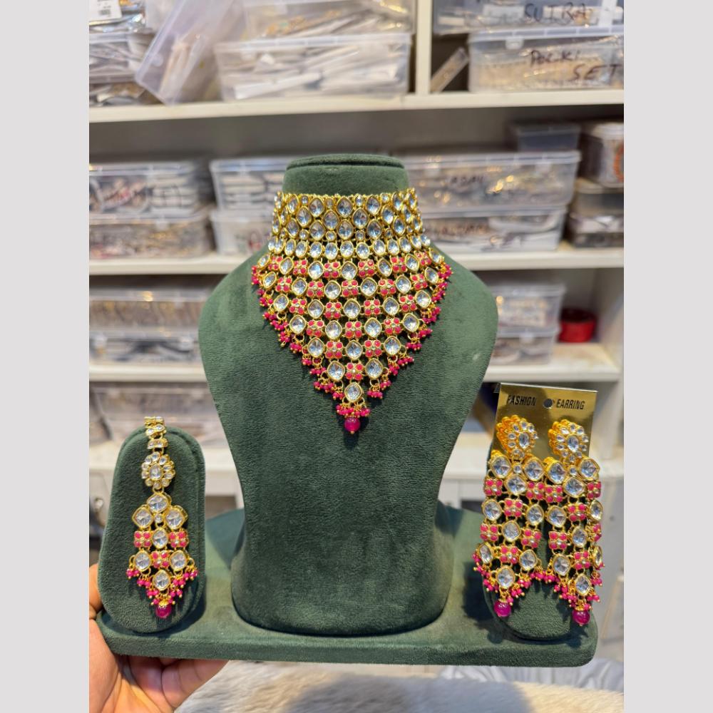 Hira Collection Glamorous Polki Kundan And Pearl Choker Necklace Set