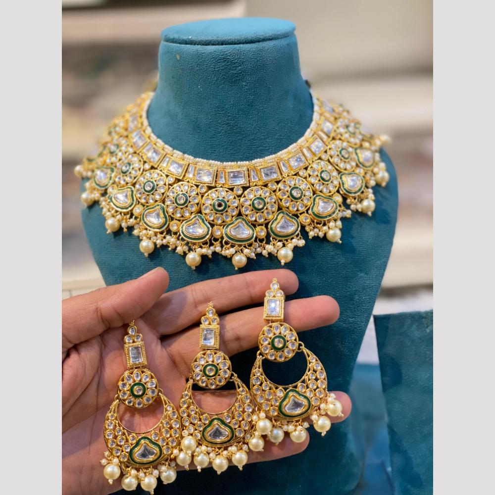 Hira Collection Glamorous Polki Kundan And Pearl Choker Necklace Set