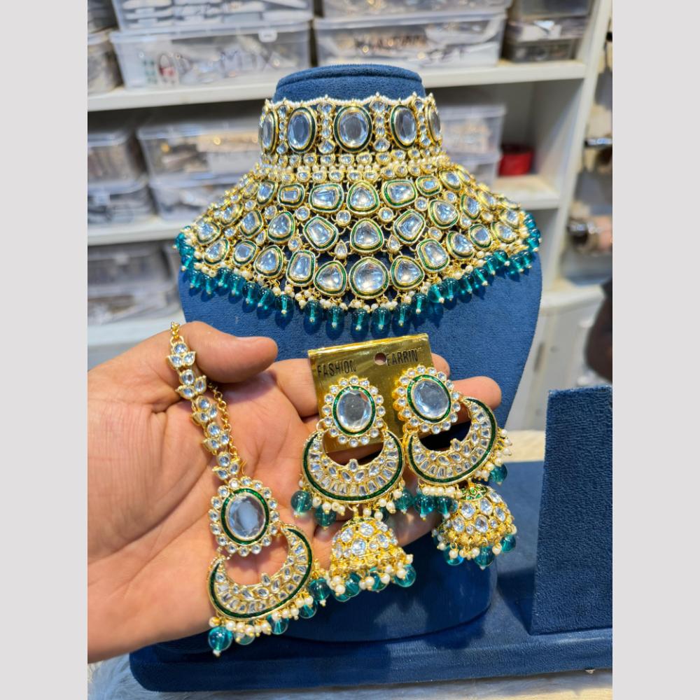 Hira Collection Glamorous Polki Kundan And Pearl Choker Necklace Set