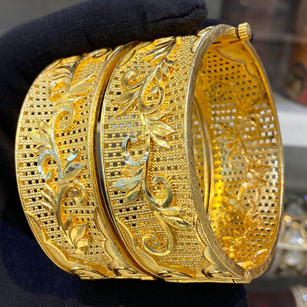 Hira Collections Royal Forming Gold Openable Bangles Set 