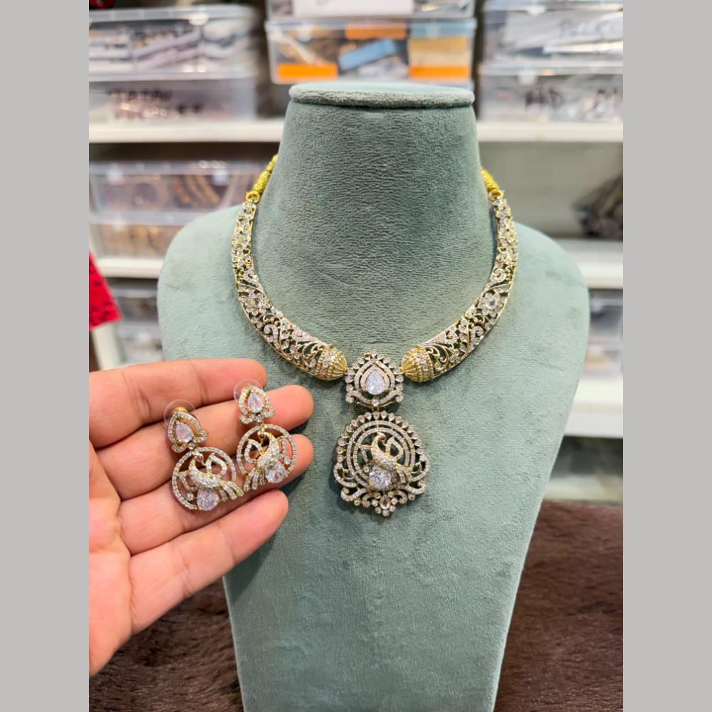 Hira Collection Delicate American Daimond Necklace Set 