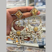 Hira Collections Graceful Pota Stone And Pearl Meenakari Jhumki Earrings