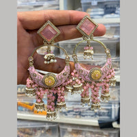 Hira Collections Graceful Pota Stone And Pearl Meenakari Jhumki Earrings