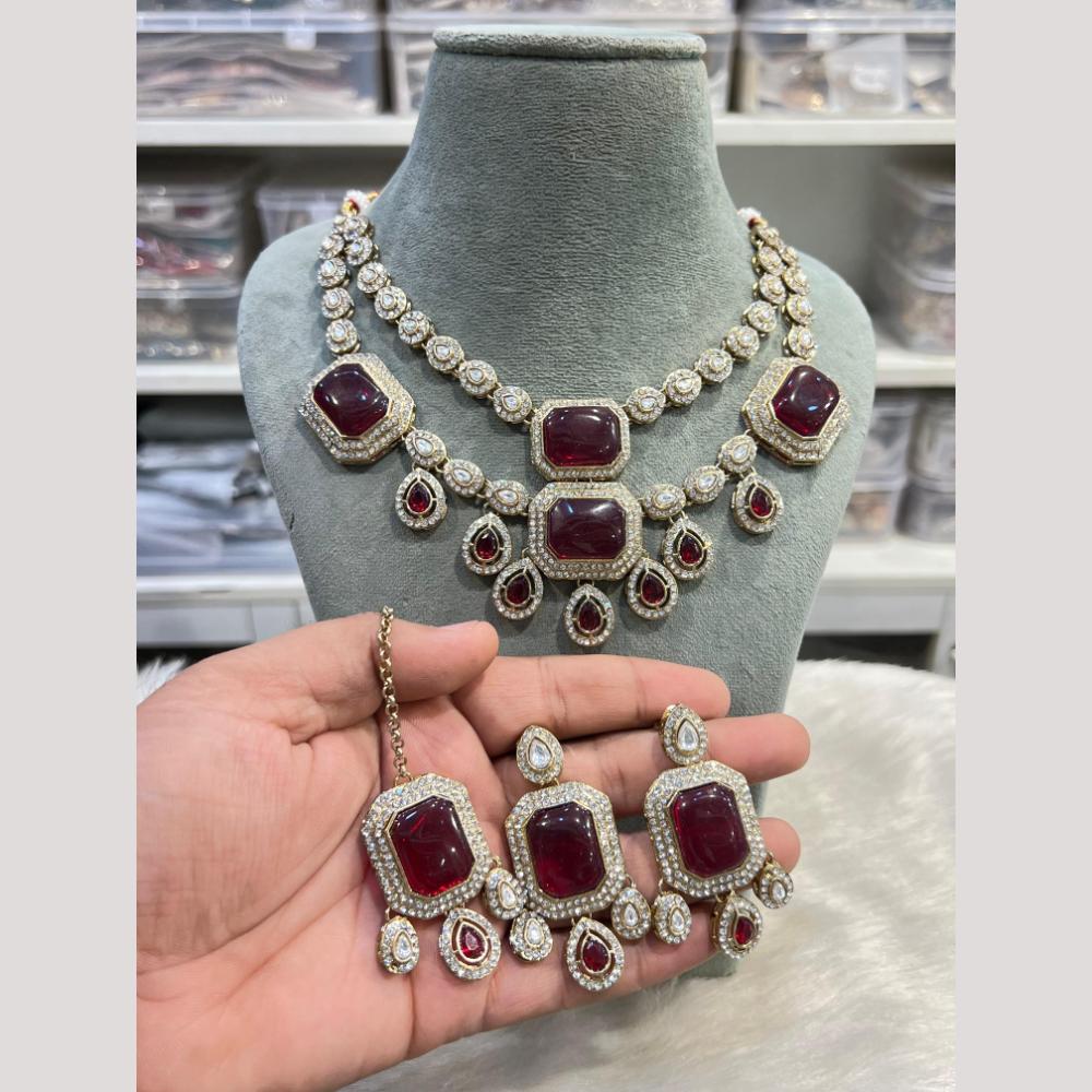 Hira Collection Pota Stone And Austrian Stone Designer Necklace Set