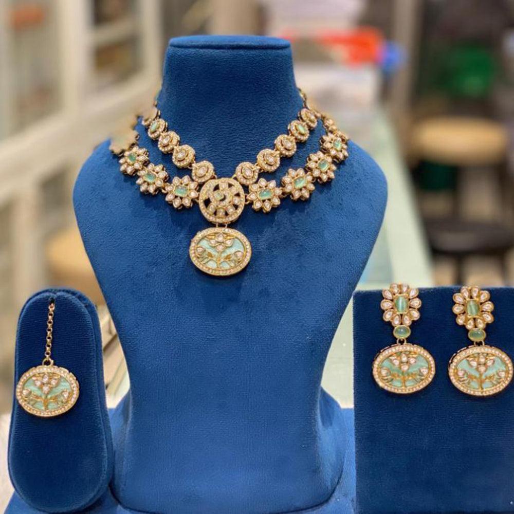 Hira Collections Premium Pota Stone Statement Necklace Set