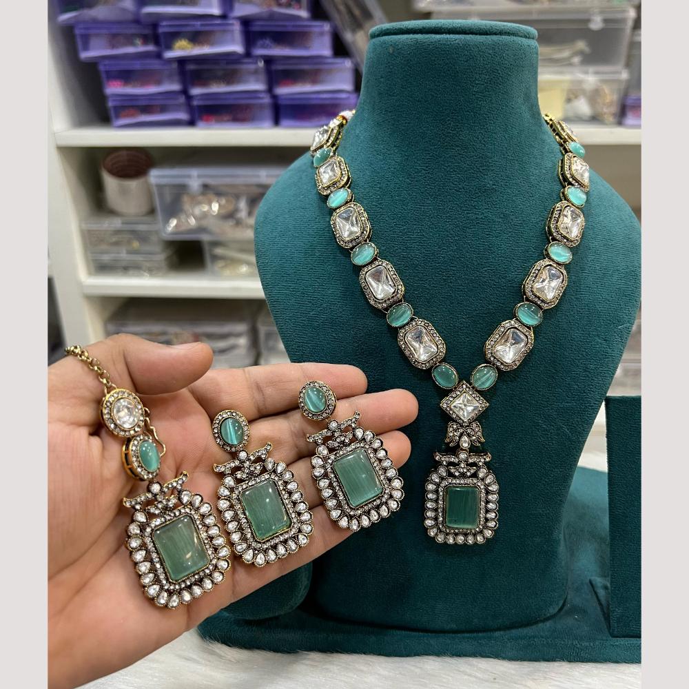 Hira Collection Glamorous Pota Stone And Austrian Stone Necklace Set