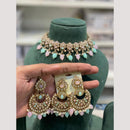 Hira Collection Premium Crystal Stone And Pearl Choker Necklace Set