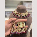 Hira Collection Premium Crystal Stone And Pearl Choker Necklace Set