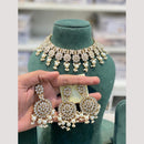 Hira Collection Premium Crystal Stone And Pearl Choker Necklace Set