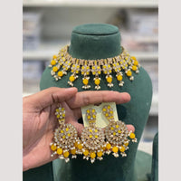 Hira Collection Premium Crystal Stone And Pearl Choker Necklace Set