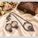 Hira Collections Exclusive 2 Tone Pota Stone Pearl Long Necklace Set for Women