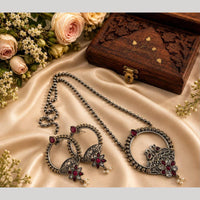 Hira Collections Exclusive 2 Tone Pota Stone Pearl Long Necklace Set for Women