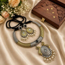 Hira Collections Exclusive 2 Tone Pota Stone Pearl Necklace Set for Women