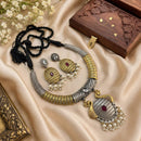 Hira Collections Exclusive 2 Tone Pota Stone Pearl Necklace Set for Women