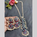 Hira Collections Exclusive Oxidised Pota Stone Pearl Long Necklace Set for Women