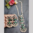 Hira Collections Exclusive Oxidised Pota Stone Pearl Long Necklace Set for Women