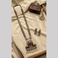 Hira Collections Exclusive 2 Tone Pota Stone Pearl Long Necklace Set for Women