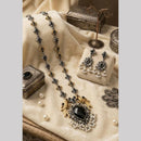 Hira Collections Exclusive 2 Tone Pota Stone Pearl Long Necklace Set for Women