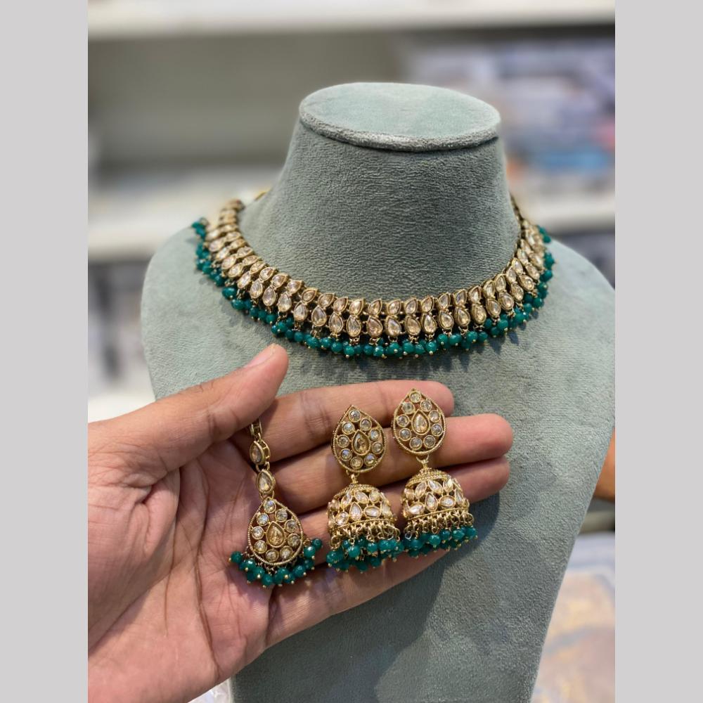 Hira Collections Glamorous Crystal Stone And Pearl Necklace Set