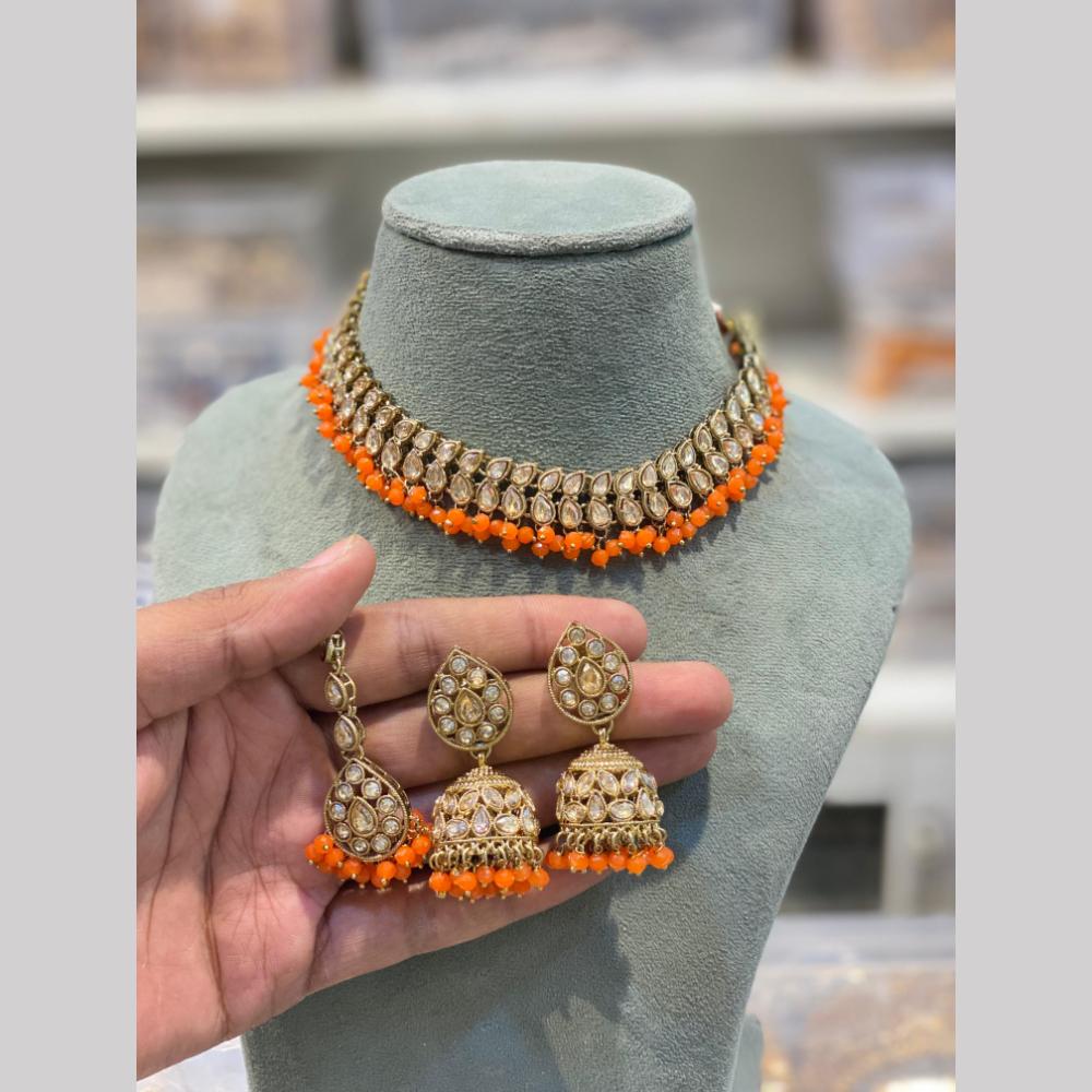 Hira Collections Glamorous Crystal Stone And Pearl Necklace Set