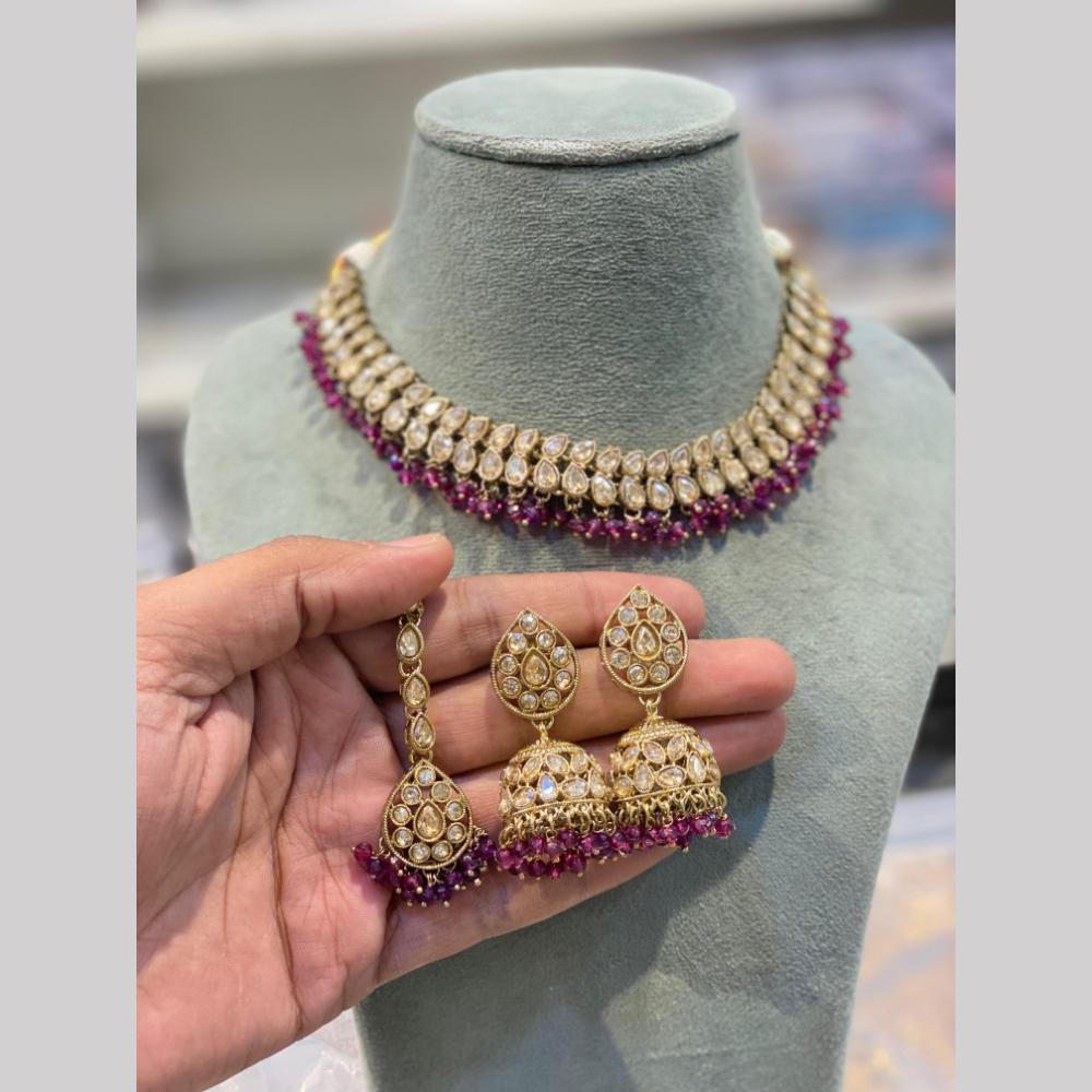 Hira Collections Glamorous Crystal Stone And Pearl Necklace Set