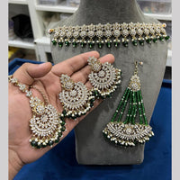 Hira Collections Premium Austrian Stone And Pearl Choker Necklace Set for Women