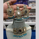 Hira Collections Royal Crystal Stone Mirror And Pearl Choker Necklace Set