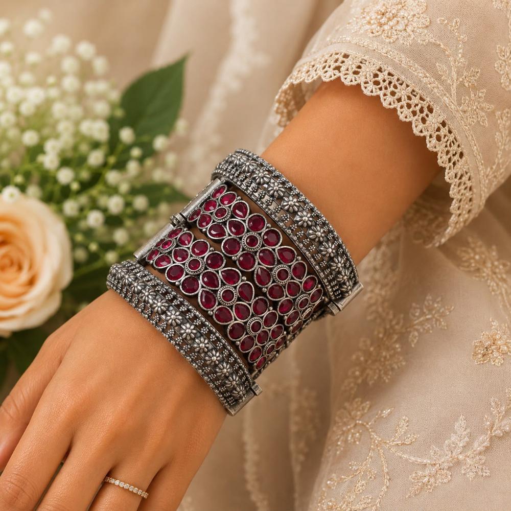 Hira Collections Elegant Dual Tone Openable Party Wear Bangles Set
