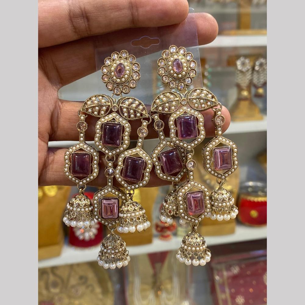 Hira Collections Premium Pota Stone And Pearl Jhumki Earrings for Women