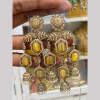 Hira Collections Premium Pota Stone And Pearl Jhumki Earrings for Women
