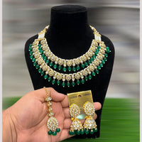 Hira Collections Royal Kundan Stone Beads And Pearl Necklace Set