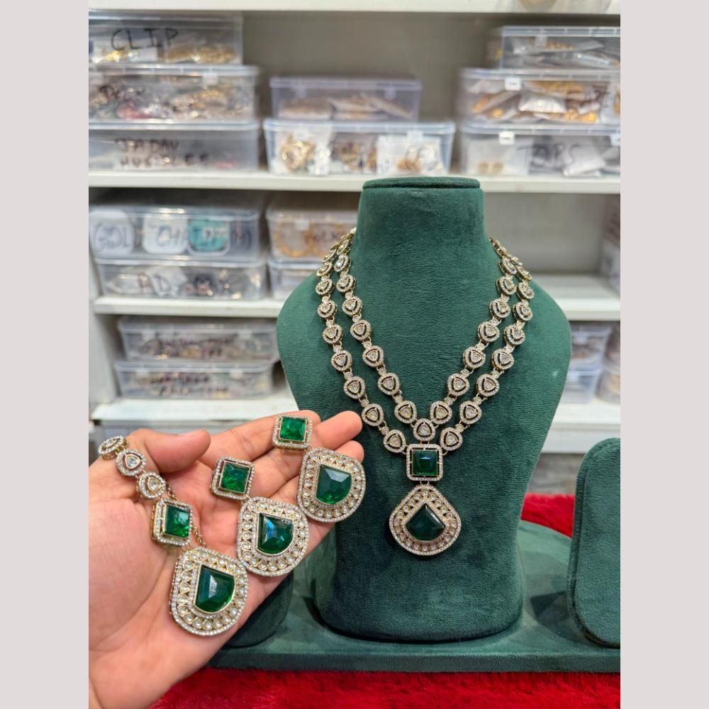 Hira Collections Premium Polki Kundan Stone Necklace Set