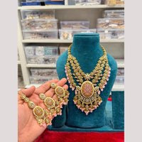 Hira Collections Premium Polki Kundan Stone And Pearl Necklace Set